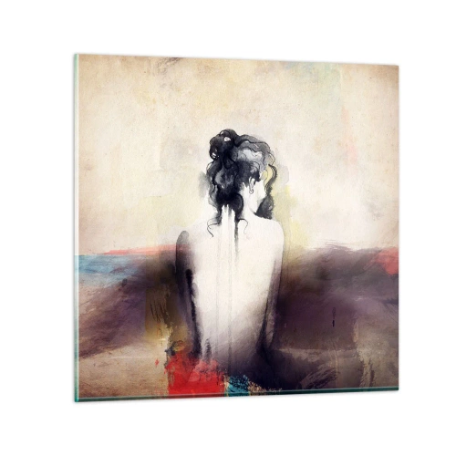 Glastavla - Bild på glas - Moderata linjer, ovala former - 70x70 cm