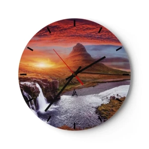 Väggklocka - Klocka på glas - Utsikt över Midgård - 40x40 cm