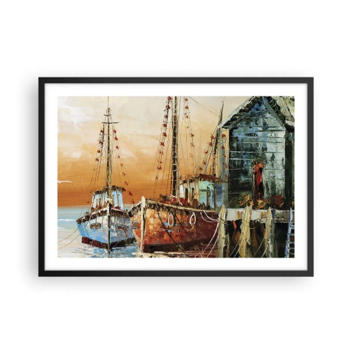 Affisch i svart ram - Lugn hemresa - 70x50 cm