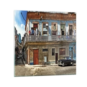 Glastavla - Bild på glas - Havana stämning - 30x30 cm
