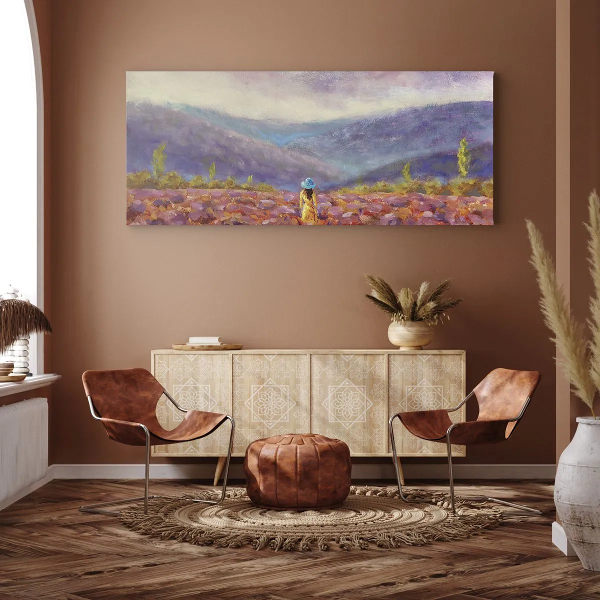 Canvastavla - Bild på duk - I lavendelsvärld - 140x50 cm
