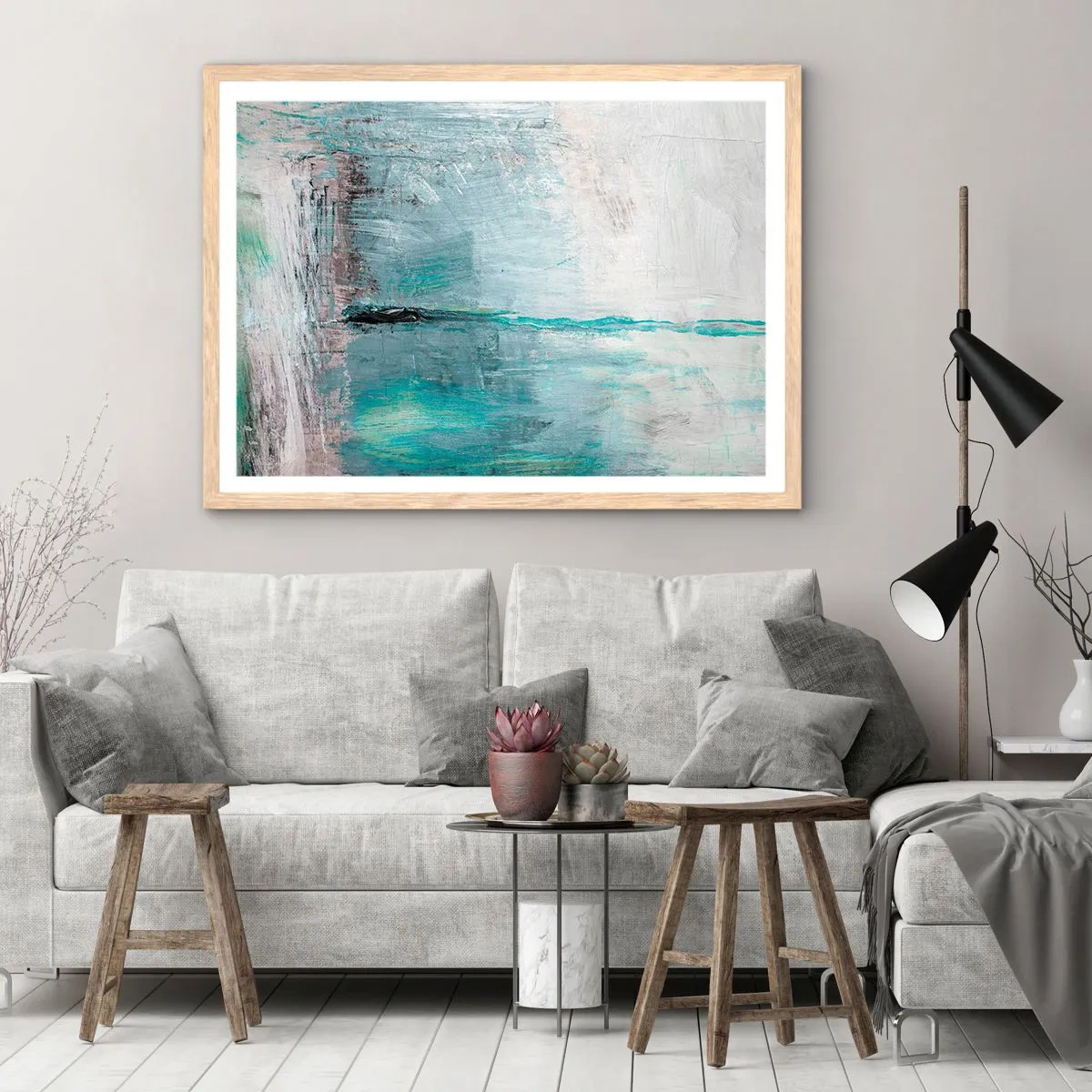 Affisch i ram av ljusek - Horisontellt i blått - 50x40 cm