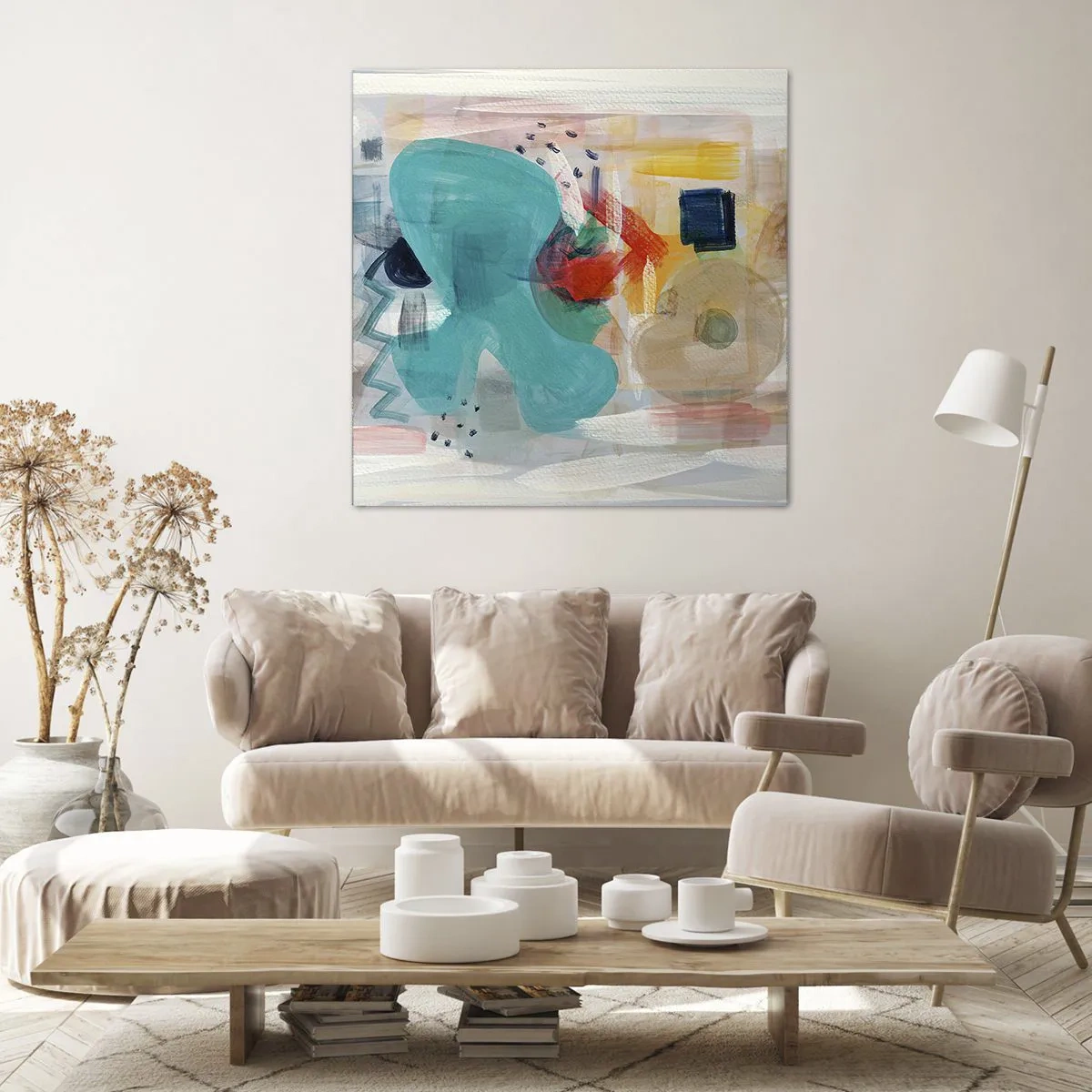 Canvastavla - Bild på duk - Ett färgglatt spel - 70x70 cm