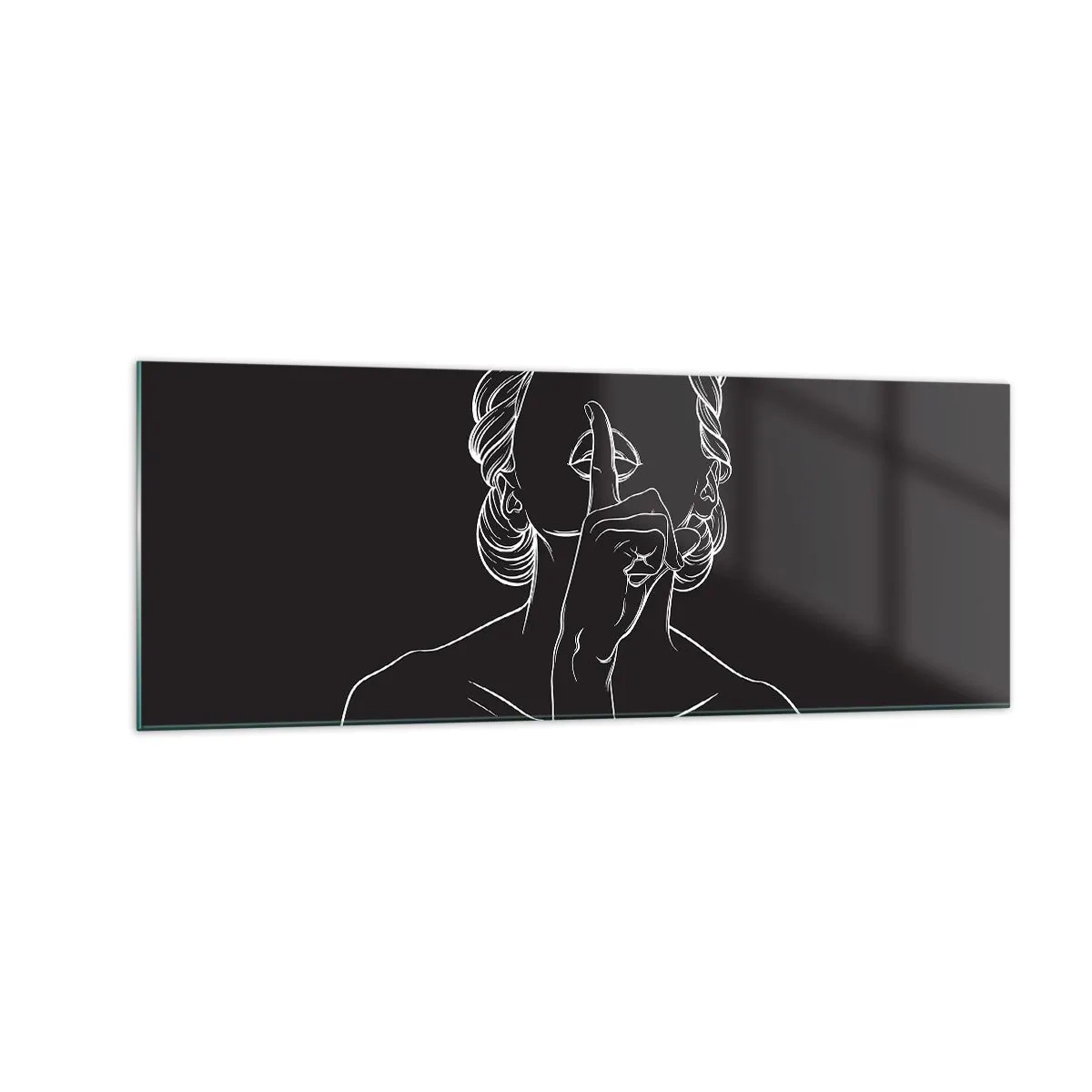 Glastavla - Bild på glas - Skönhet blommar i tystnad - 140x50 cm