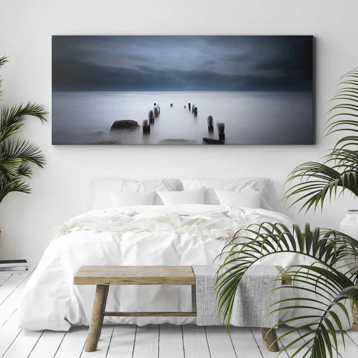 Canvastavla - Bild på duk - Fundersam sjö - 100x40 cm