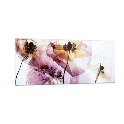 Glastavla - Bild på glas - Blommornas transparenta kroppar - 100x40 cm