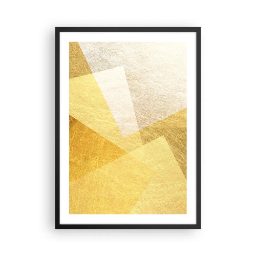 Affisch i svart ram - Gyllene geometrisk abstraktion med metallisk effekt - 50x70cm - Geometriskt väder - Modern väggdekoration för vardagsrum och sovrum ARTTOR
