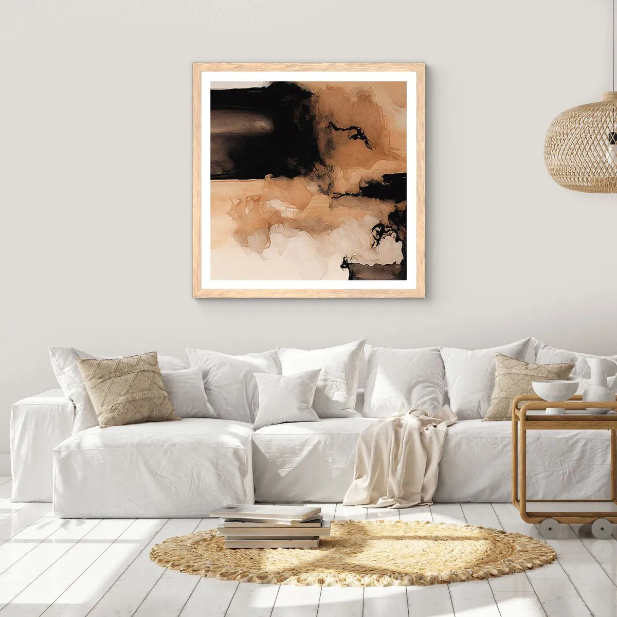 Affisch i ram av ljusek - Intrigerande abstraktion - 30x30 cm