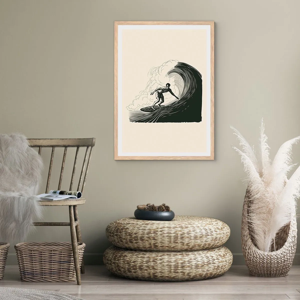 Affisch i ram av ljusek - Vågens kung - 30x40 cm