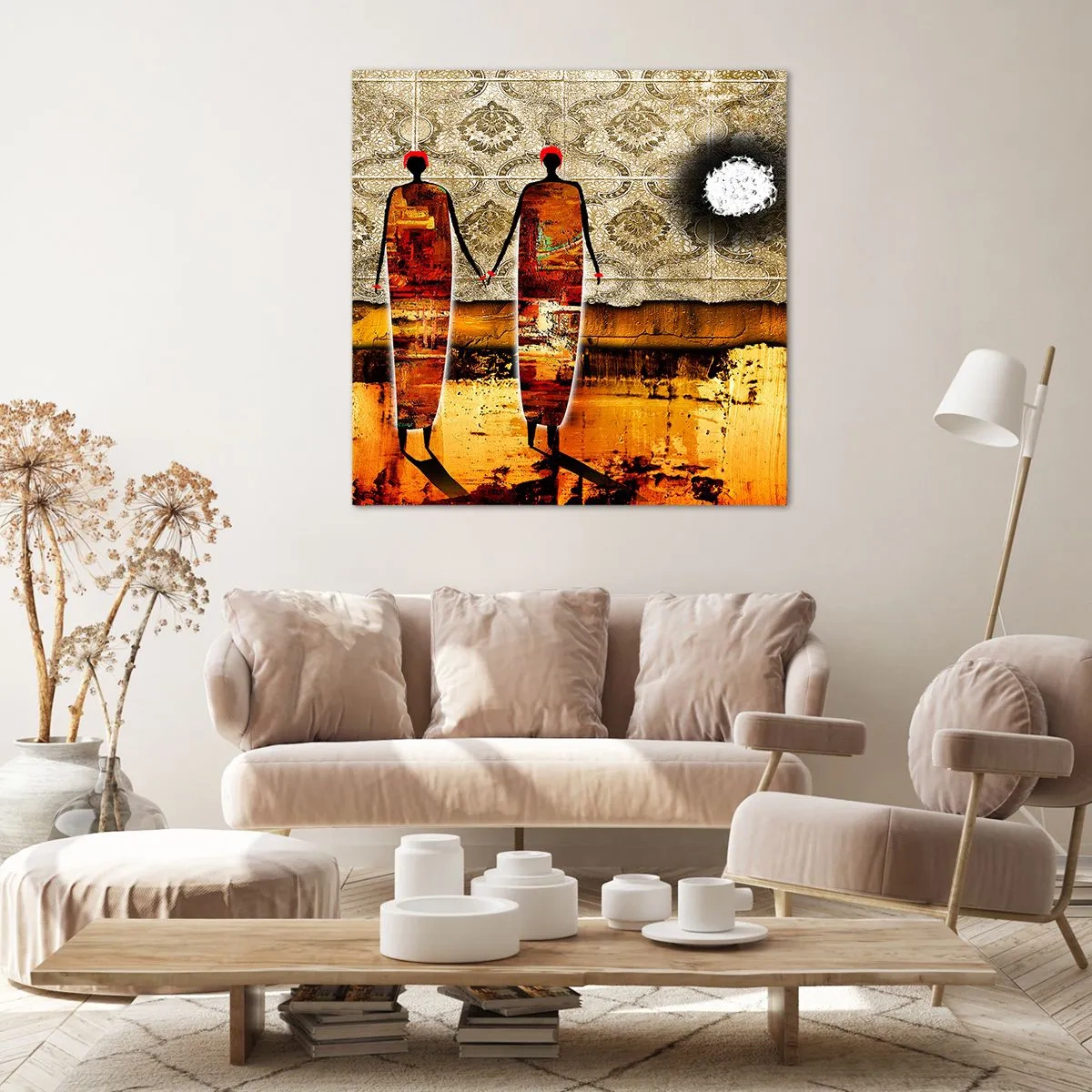 Canvastavla - Bild på duk - Etnisk komposition i Afrikas färger - 30x30 cm