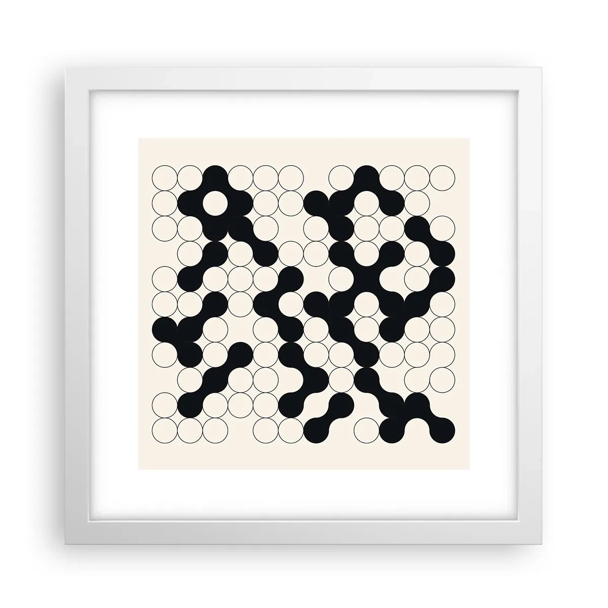 Affisch i vit ram - Kinesiskt spel - variation - 30x30 cm