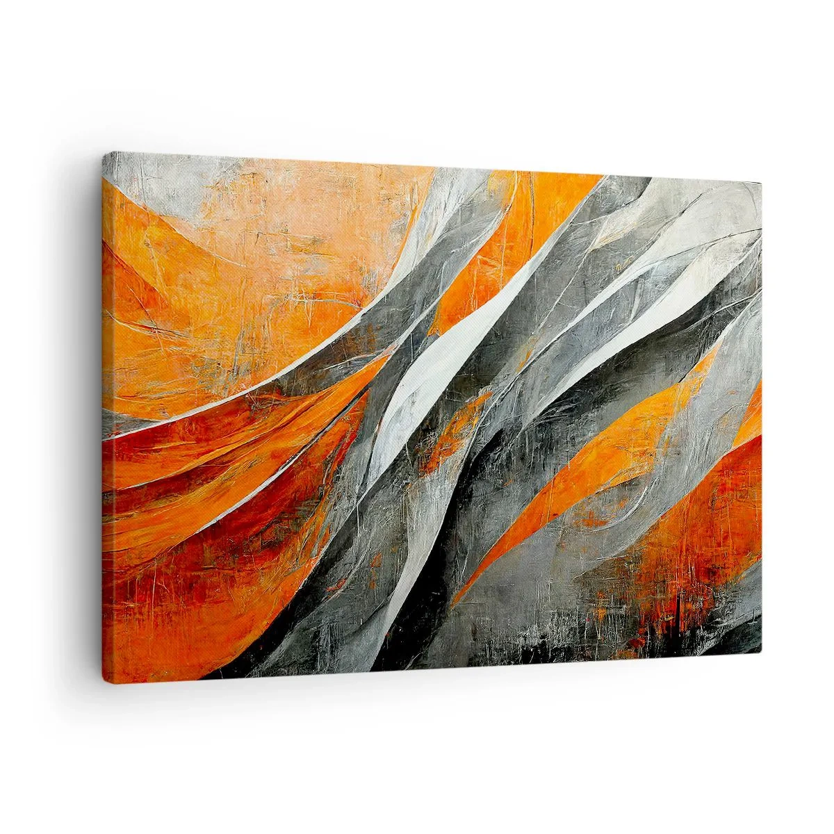 Canvastavla - Bild på duk - Abstrakta linjer i nyanser av orange och grått - 70x50cm - Värme och kyla - Modern väggdekoration för vardagsrum och sovrum ARTTOR