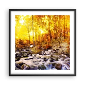 Affisch i svart ram - Stenar infattade i guld och platina - 50x50 cm