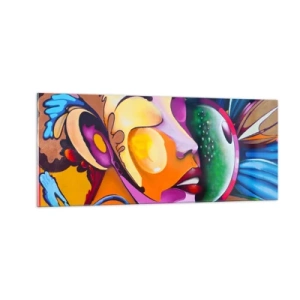 Glastavla - Bild på glas - Känna på med färg - 100x40 cm