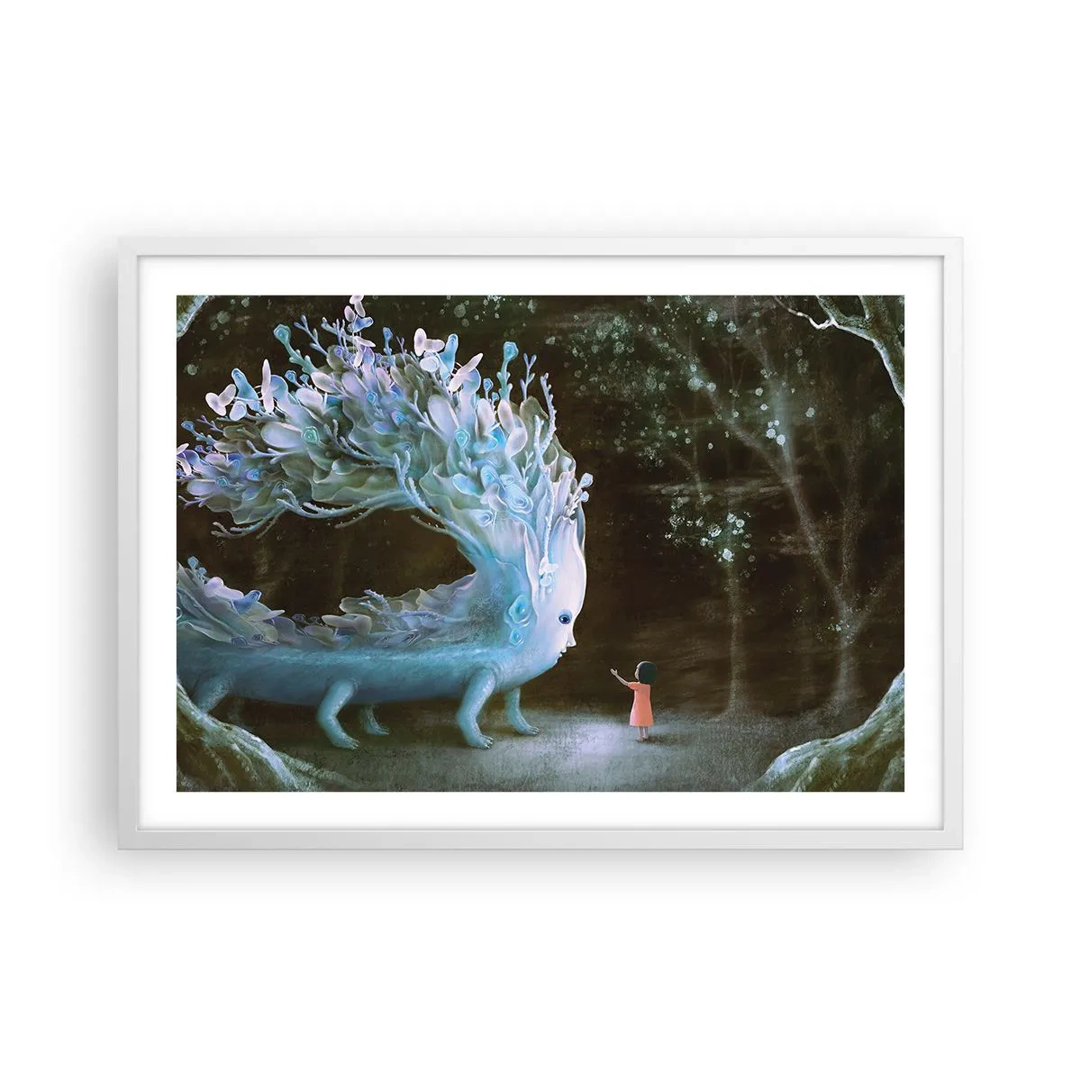 Affisch i vit ram - Fantastiskt möte - 70x50 cm