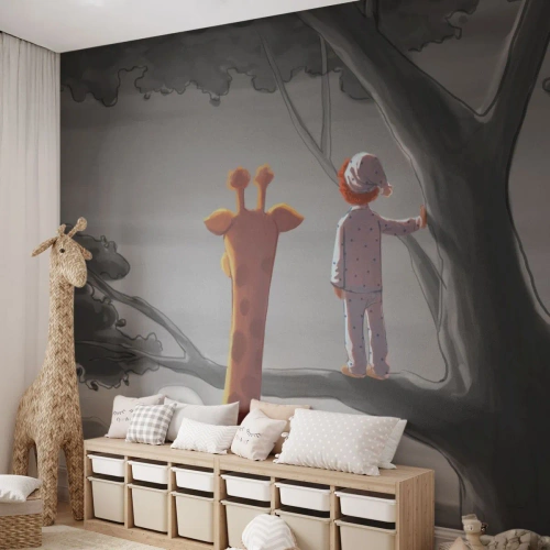 Självhäftande Fototapet Deluxe Sticker - Det händer på riktigt - Giraff, Barns, Dröm - 100x70 cm