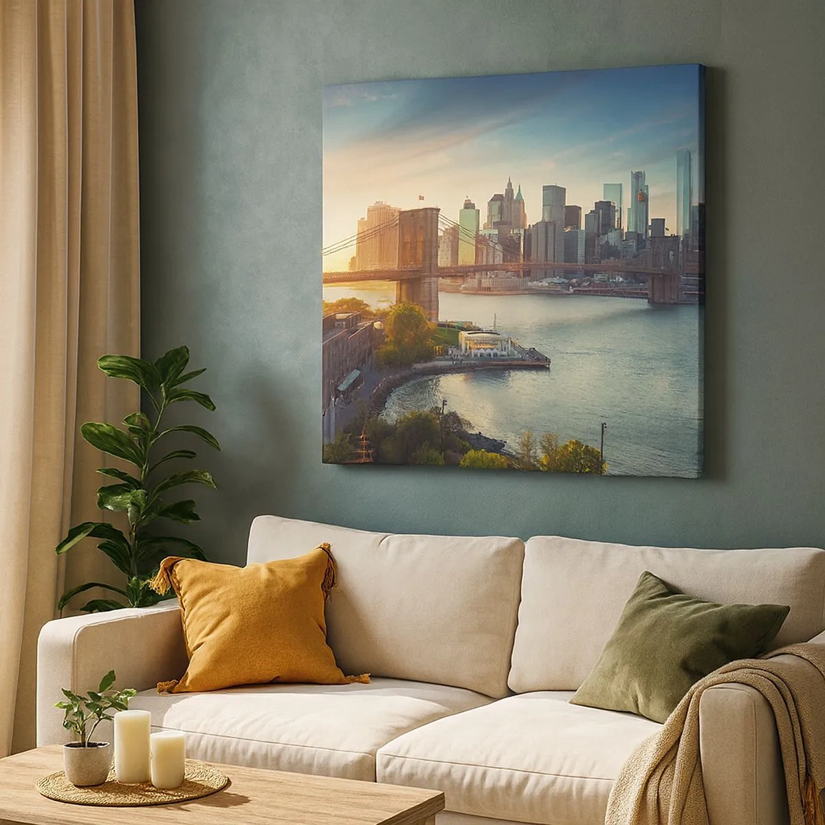 Canvastavla - Bild på duk - Storstadsgryning - 30x30 cm