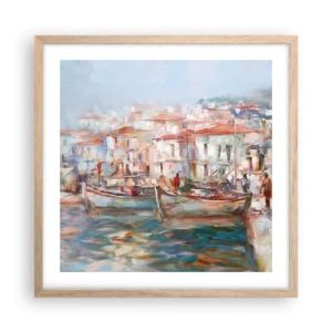 Affisch i ram av ljusek - Pastellfärgad semester - 50x50 cm