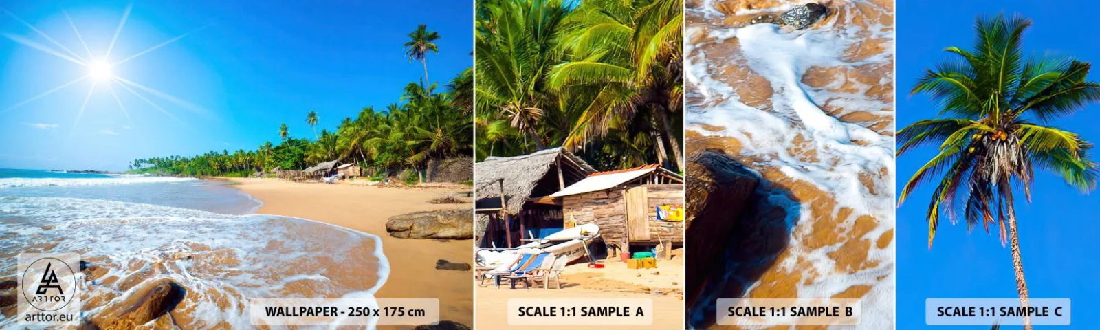 Provbit av självhäftande fototapet Deluxe Sticker - Exotisk plats för dig - Landskap, Hav, Paradise Beach - 100x30 cm