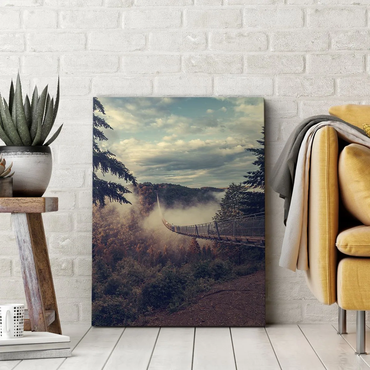 Canvastavla - Bild på duk - Över höstskogen - 55x100 cm