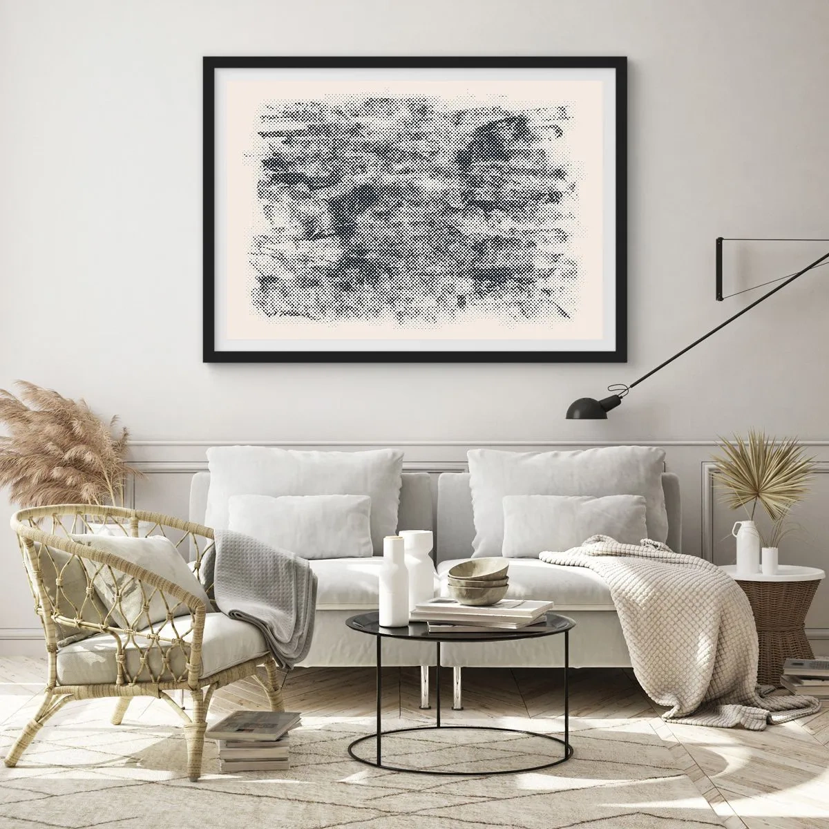 Affisch i svart ram - Dimmig komposition - 70x50 cm
