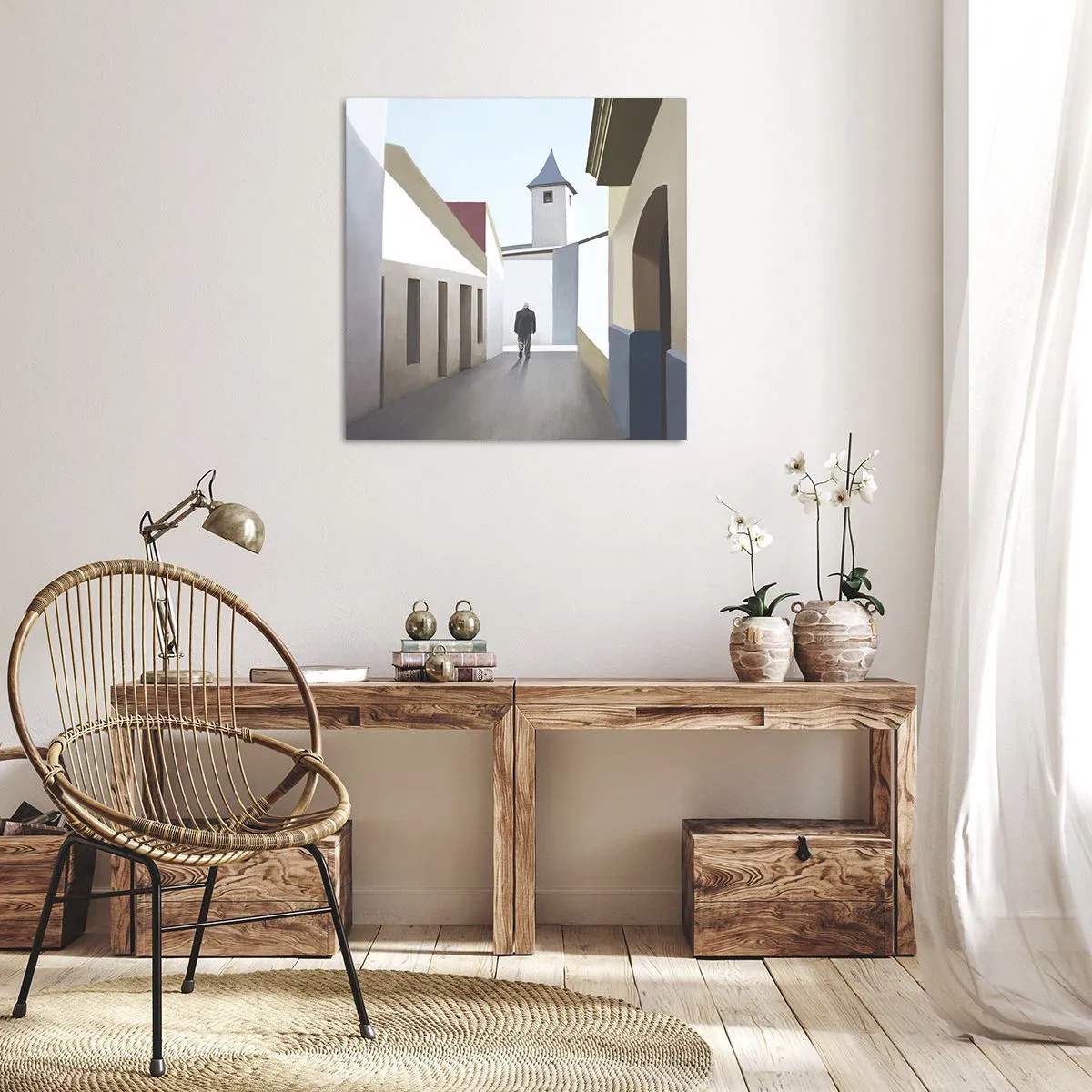 Canvastavla - Bild på duk - Solig promenad - 60x60 cm