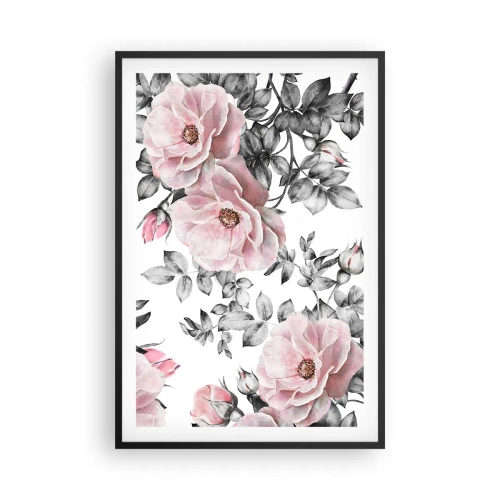 Affisch i svart ram - Tappa sig i rosblommorna - 61x91 cm