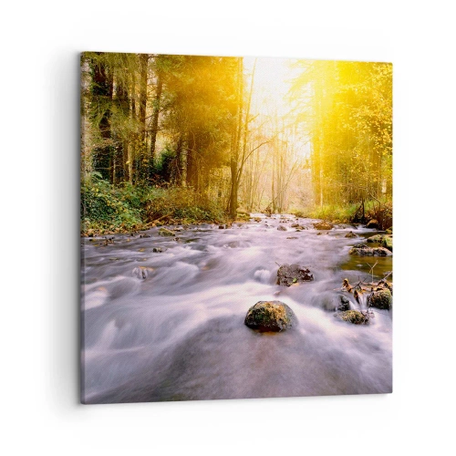 Canvastavla - Bild på duk - Malakit i silver-guld infattning - 50x50 cm
