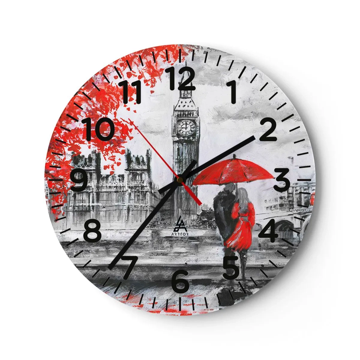 Väggklocka - Klocka på glas - Förälskade i London - 30x30 cm