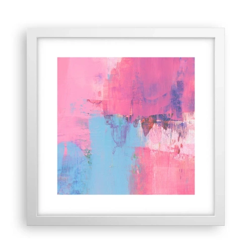 Affisch i vit ram - Rosa, blått och en gnutta ljus - 30x30 cm
