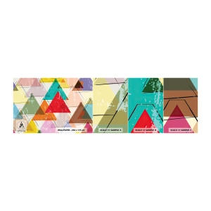 Provbit av självhäftande fototapet Deluxe Sticker - Tre gånger tre - Abstraktion, Bit, Trianglar - 100x30 cm