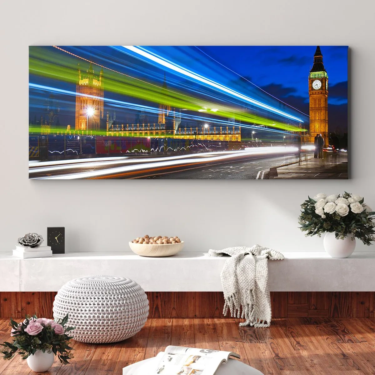 Canvastavla - Bild på duk - Under Big Bens uppsikt - 100x40 cm