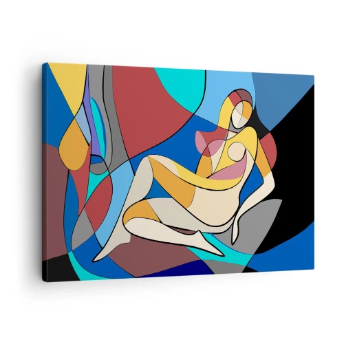 Canvastavla - Bild på duk - Färgglad nakenbild i kubistisk stil - 70x50cm - Kubistisk nakenbild - Modern väggdekoration för vardagsrum och sovrum ARTTOR