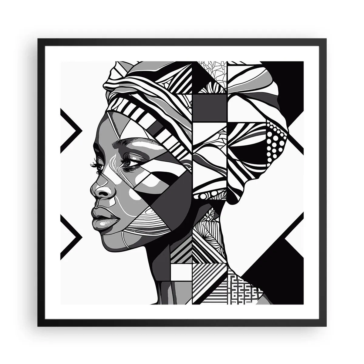 Affisch i svart ram - Etniskt porträtt - 60x60 cm