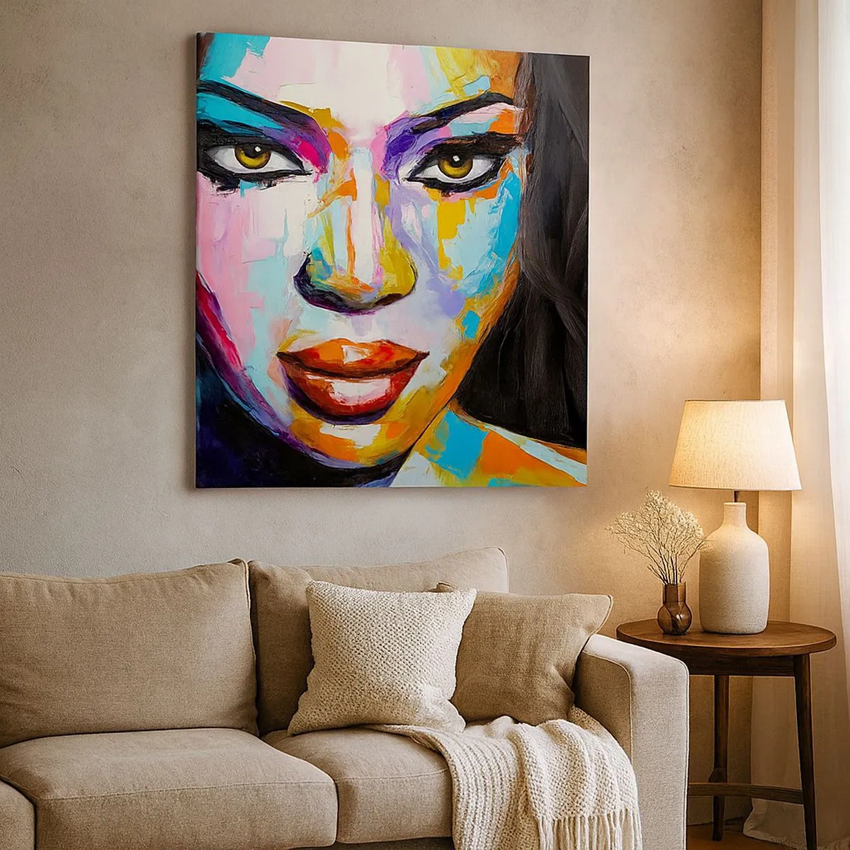 Canvastavla - Bild på duk - Kan inte ta ögonen från henne - 30x30 cm