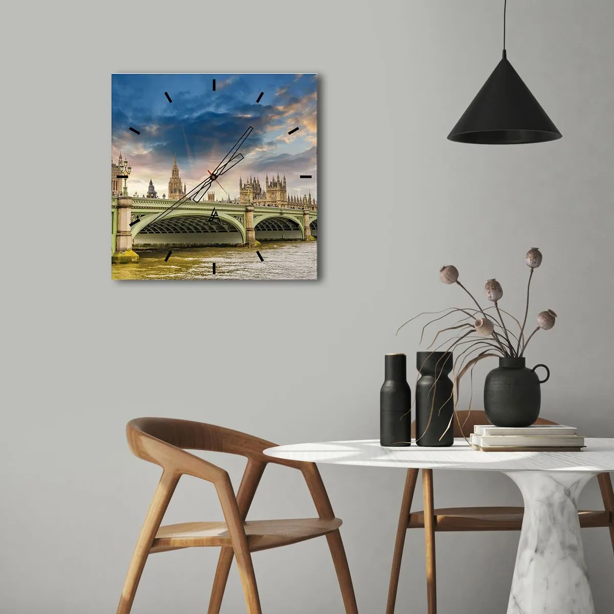 Väggklocka - Klocka på glas - Tiden stannade i Imperiet - 30x30 cm