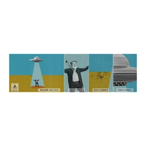 Provbit av fototapet Premium Sand - Ett nära möte - Ufo, Modern konst, Surrealism - 100x30 cm