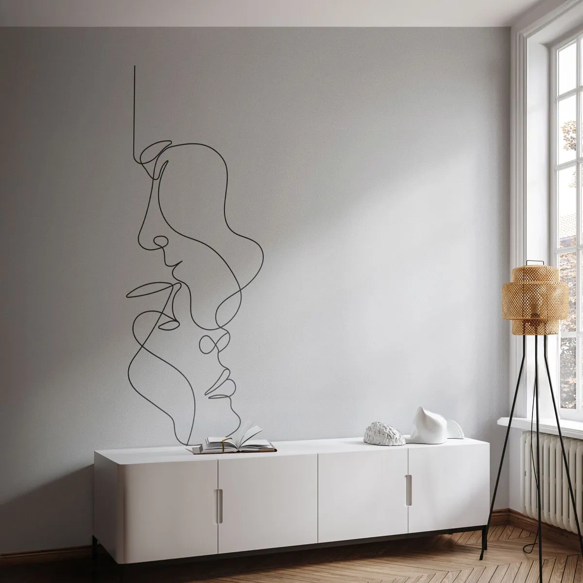 Fototapet Premium Sand - Sentimentala lustens glöd - Grafik, Förälskade par, Kyss - 350x256 cm