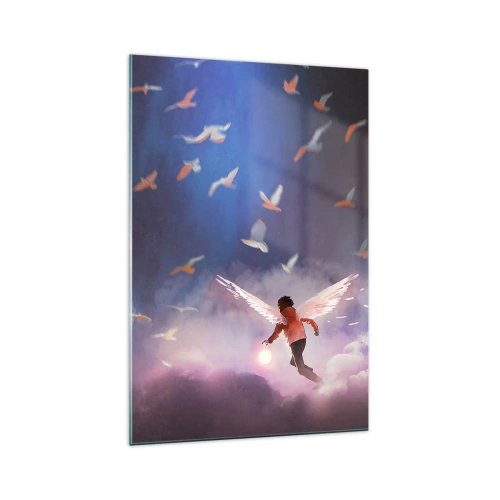 Glastavla - Bild på glas - Man måste ha fantasi och mod - 70x100 cm