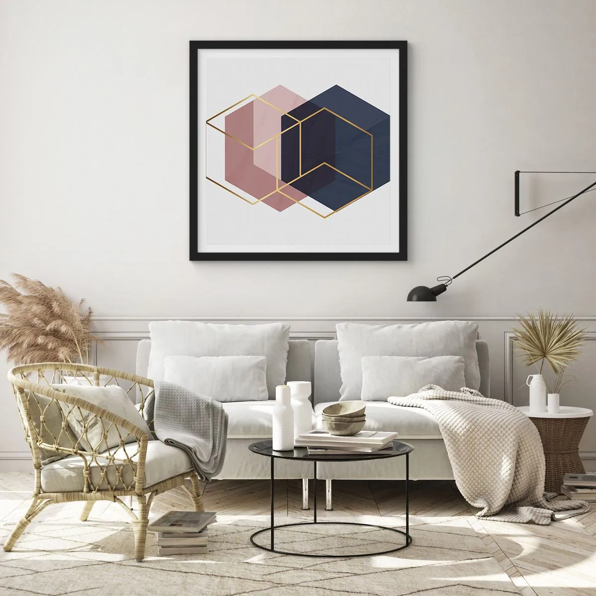 Affisch i svart ram - Enkelhetens styrka - 60x60 cm