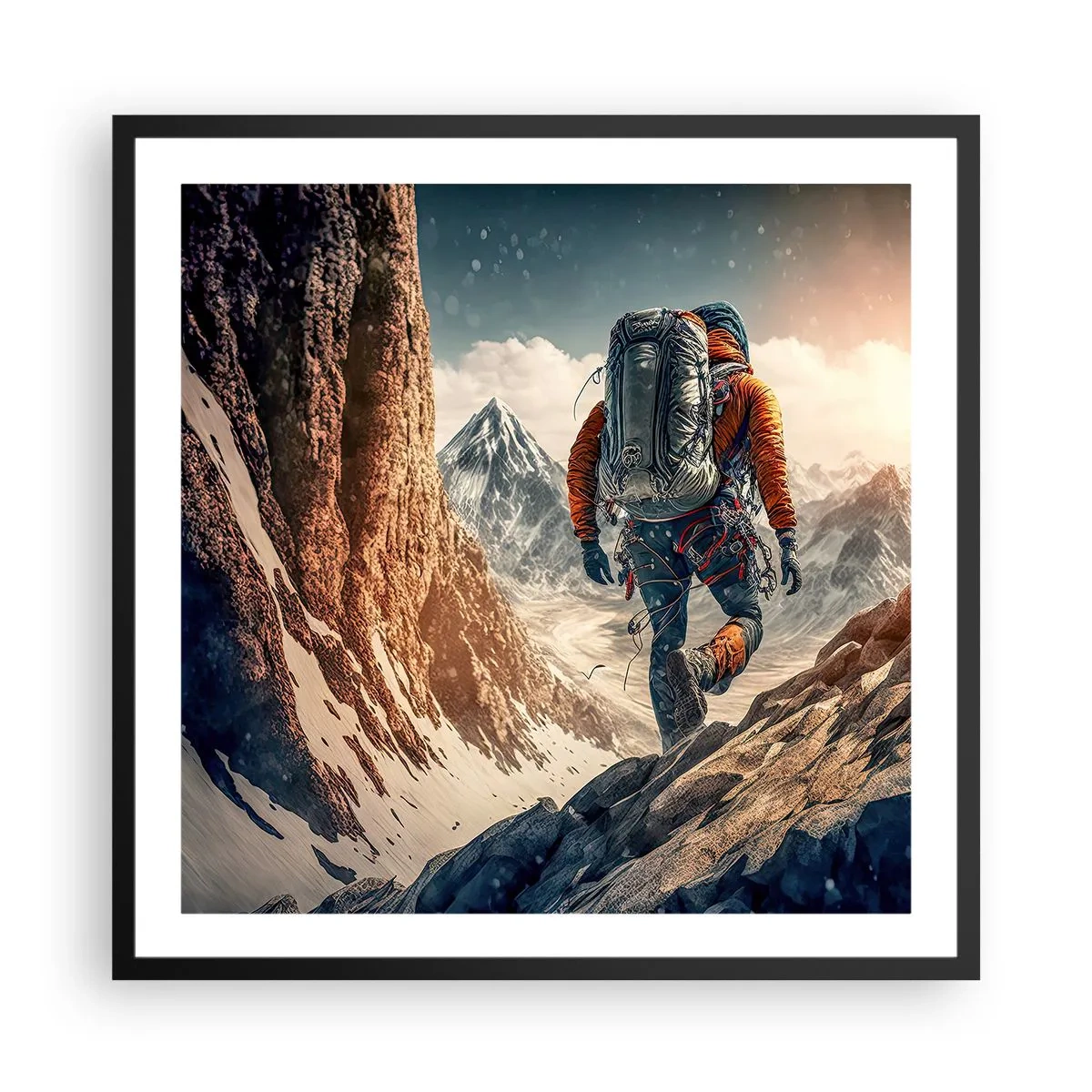 Affisch i svart ram - Ensam krigare - 60x60 cm