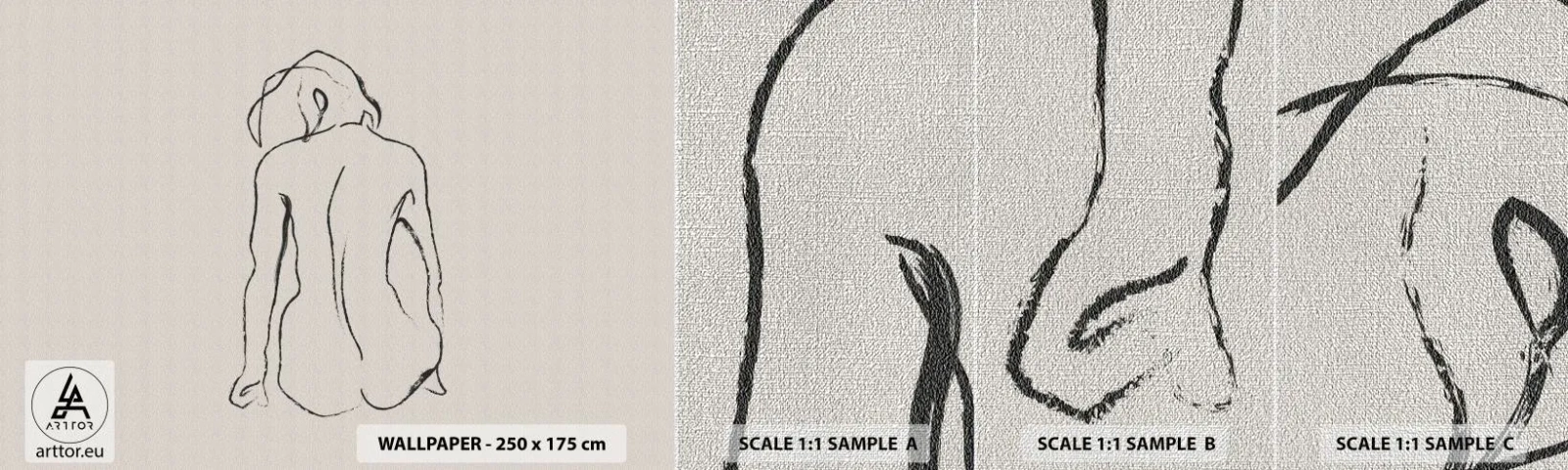 Provbit av fototapet Premium Canvas - Naken flicka - spela teater, Linje, Teckning - 100x30 cm