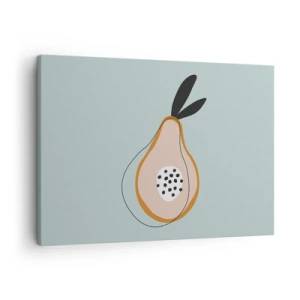 Canvastavla - Bild på duk - Abstrakt päron på en ljus bakgrund - 70x50cm - Att tränga in i sakens natur - Modern väggdekoration för vardagsrum och sovrum ARTTOR