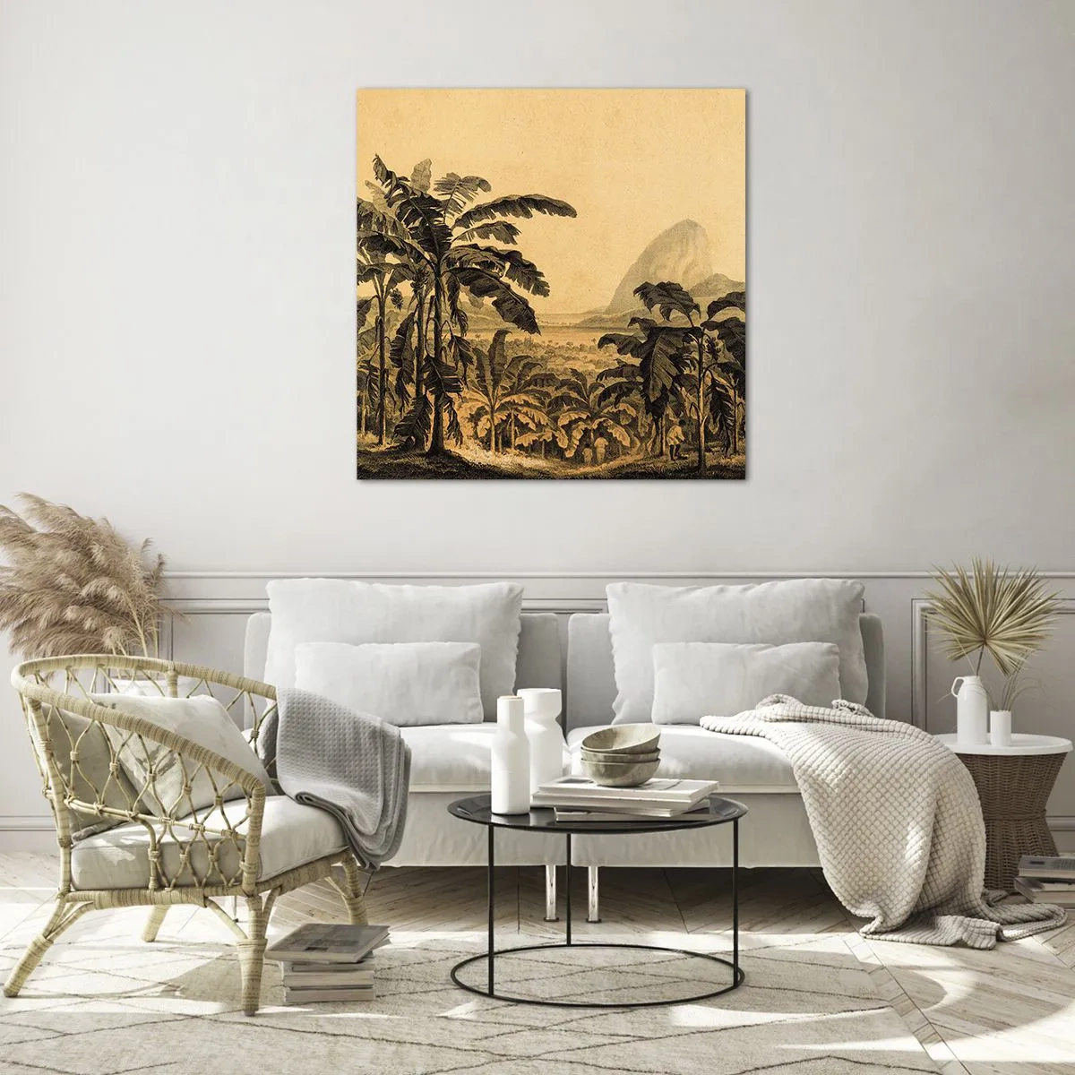 Glastavla - Bild på glas - I kolonial stämning - 50x50 cm