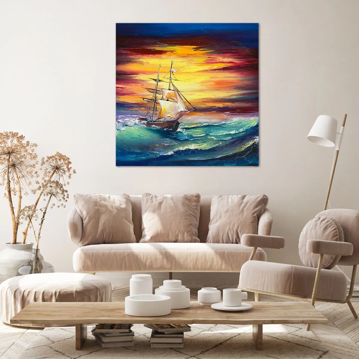 Canvastavla - Bild på duk - Modigt mot vågorna - 70x70 cm