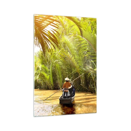 Glastavla - Bild på glas - Genom en palmravin - 70x100 cm