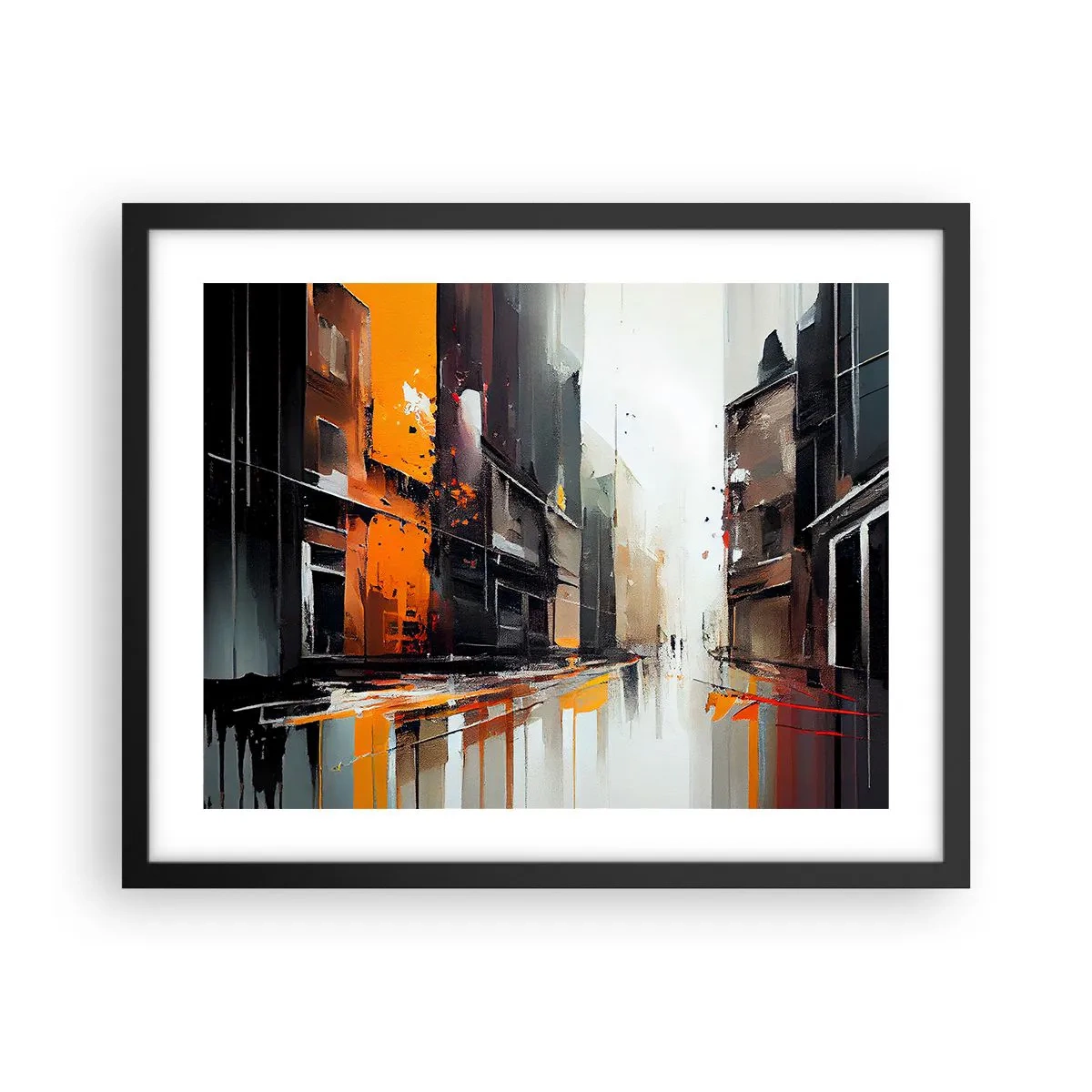 Affisch i svart ram - Regnig dag - 50x40 cm