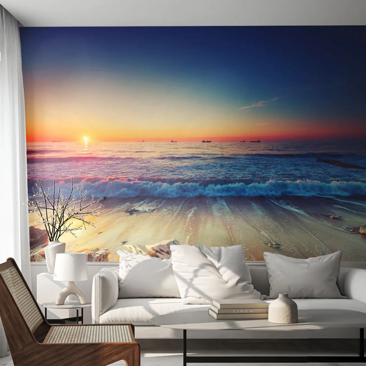 Självhäftande Fototapet Deluxe Sticker - Vad finns bortom horisonten? - Landskap, Hav, Solnedgång - 250x175 cm