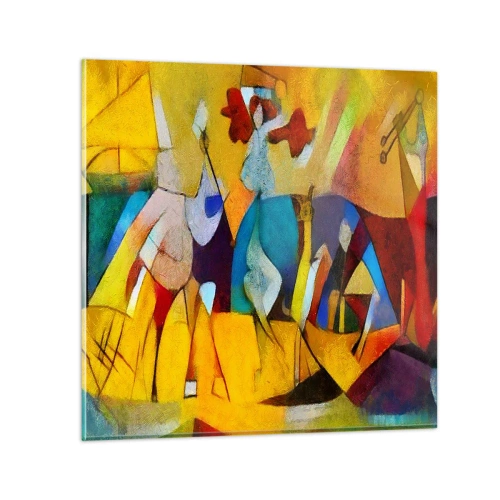 Glastavla - Bild på glas - Sol - liv -glädje - 50x50 cm
