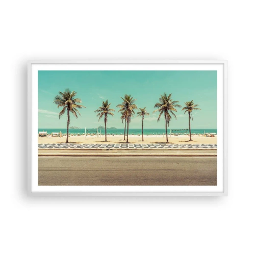 Affisch i vit ram - På stranden - 91x61 cm